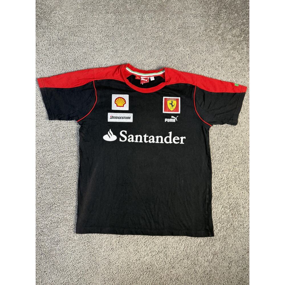 Scuderia Ferrari Shirt Mens Medium Black F1 Racing Formula 1 Puma Santander Tee